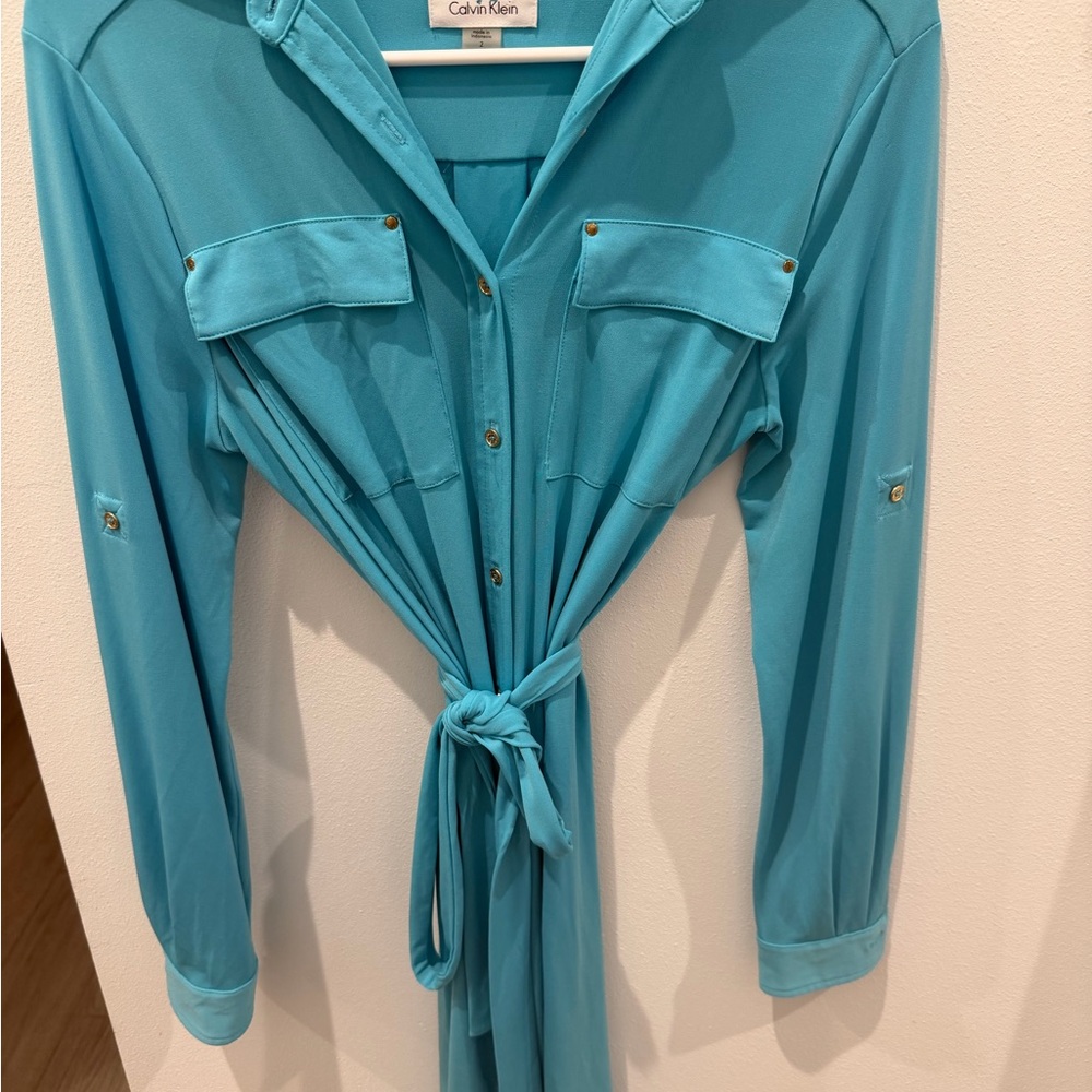 Calvin Klein Aqua Blouse - Picture 4 of 5